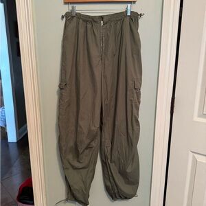 Essentials Green Baggy Cargo pants with adjustable waist and hem Sz XL